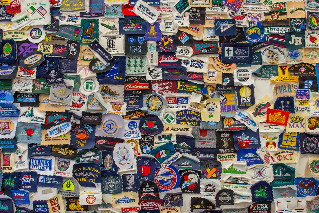 Embroidered Logos in many colors that represent 50,000 logos created by Northwest Embroidery